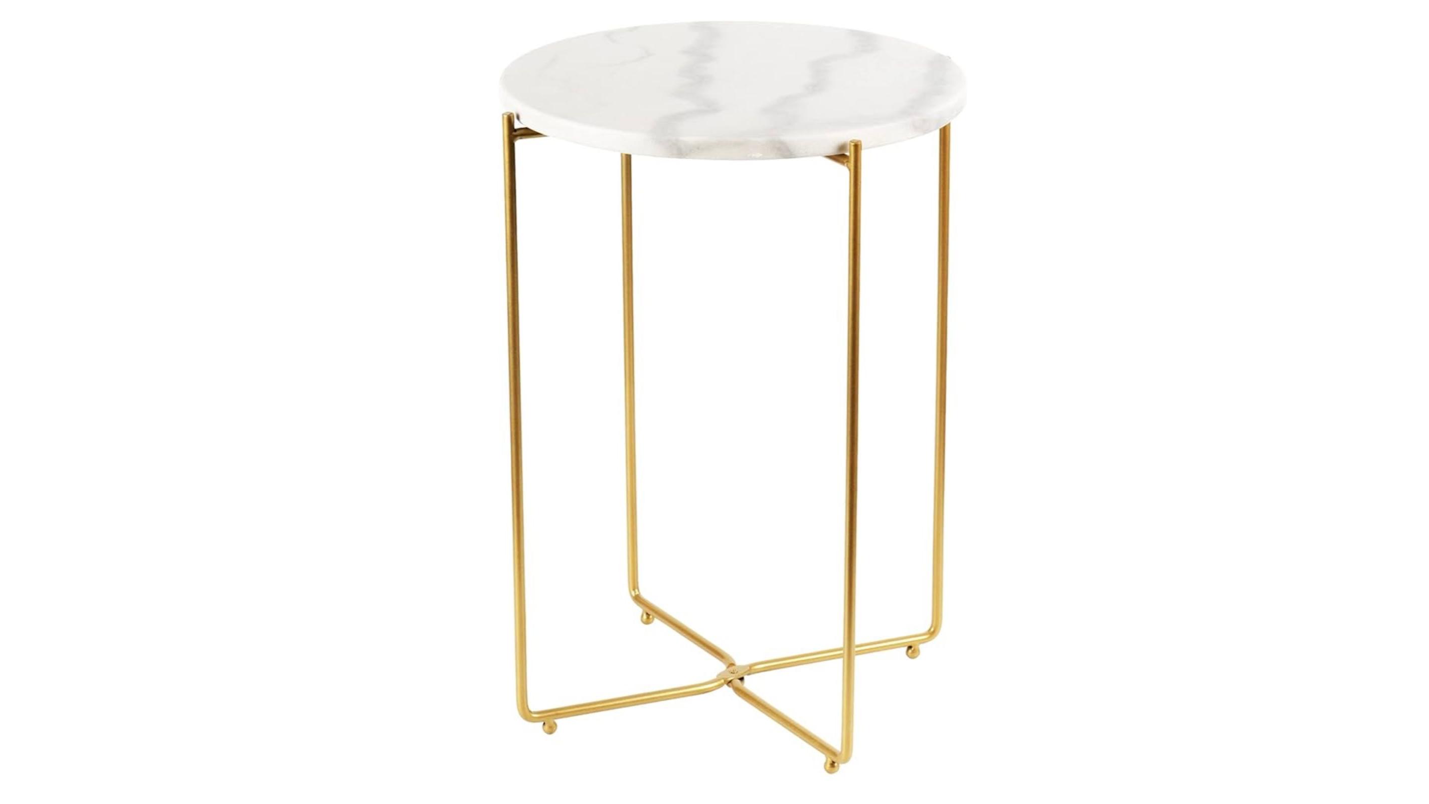 Marble top Gold Metal Round 15 in Side End Table