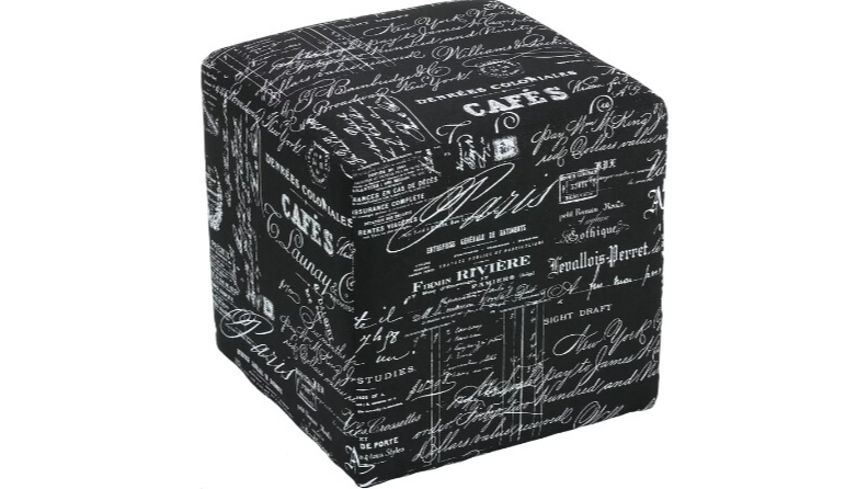 Script Pattern Cube Ottoman