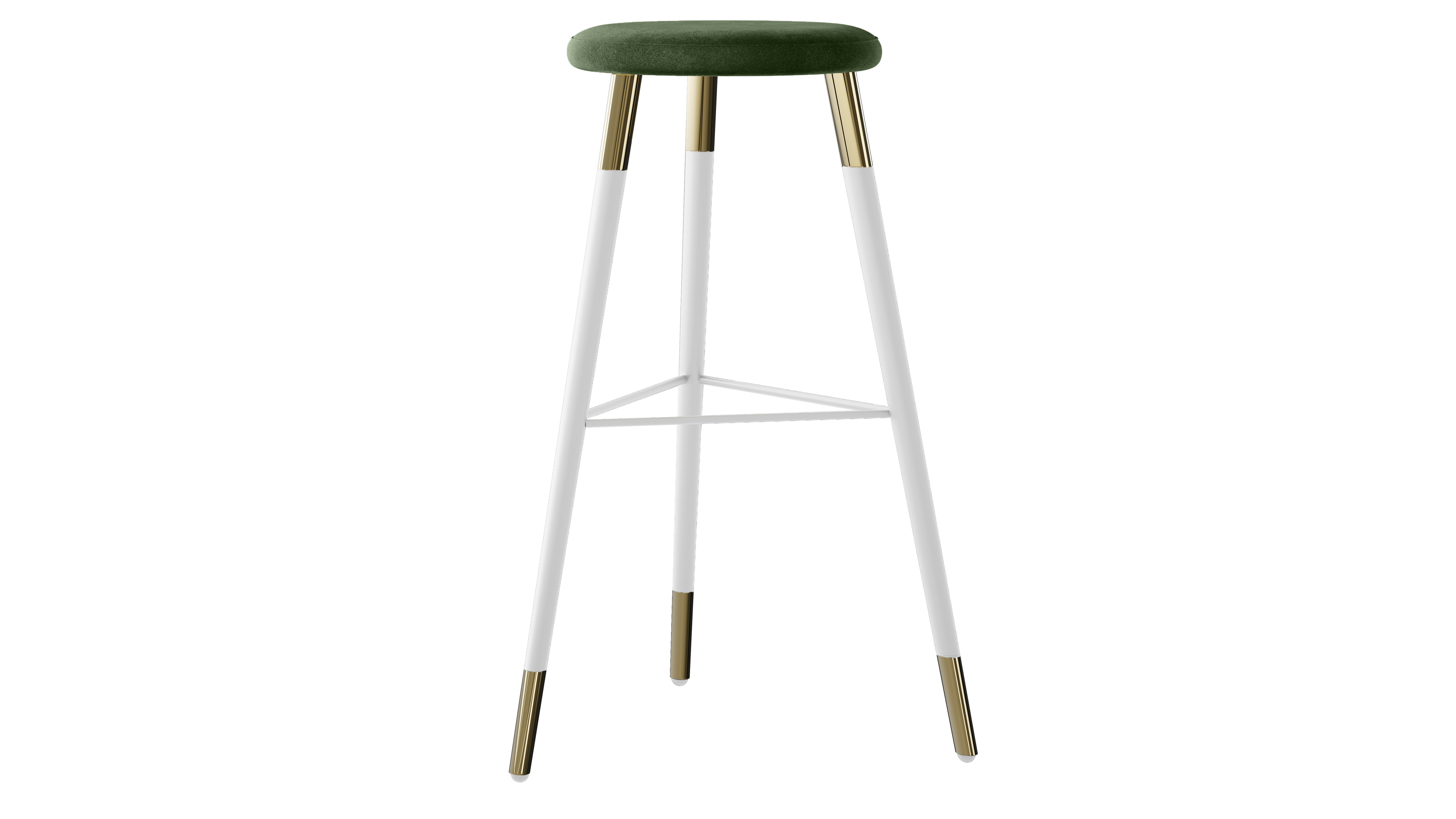 Tivoli Stool White Polished Gold – Emerald Velvet Cushion