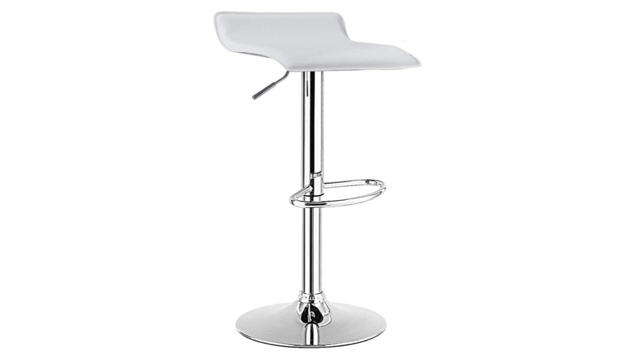 White Modern Leather Backless Barstool