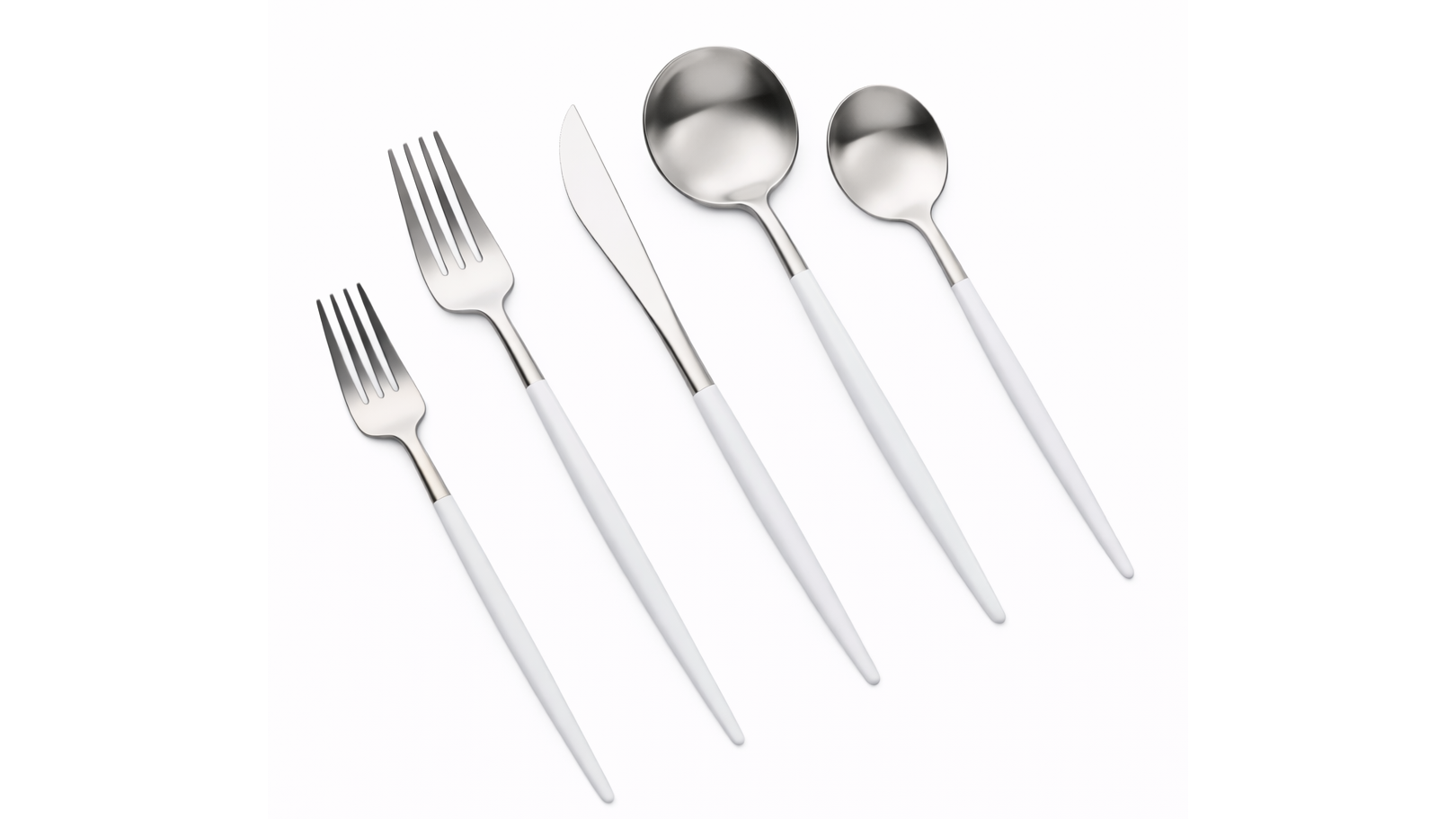 Vera SILVER White Handle Teaspoon (Pack of 10)
