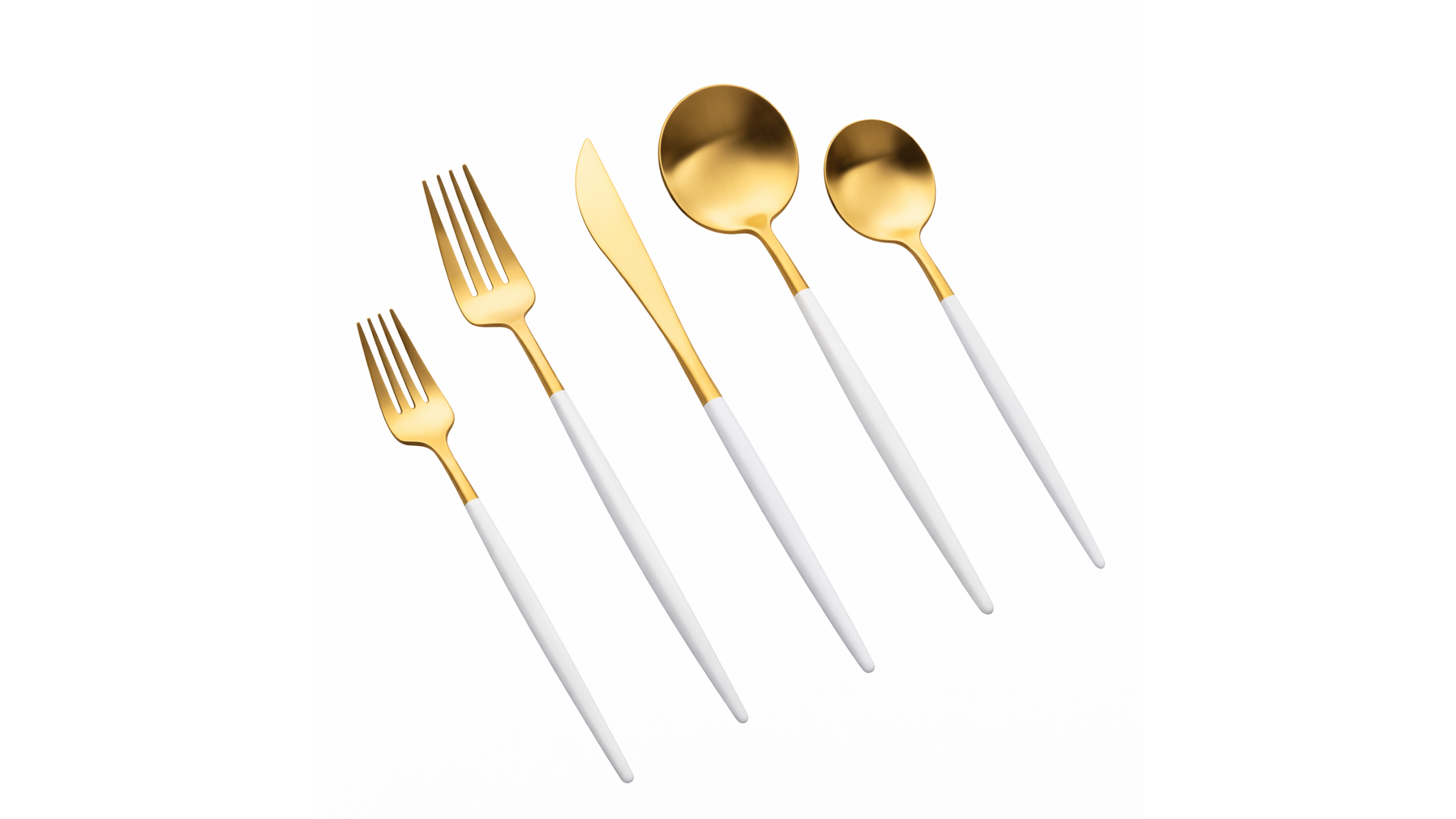 Vera GOLD White Handle Dinner Fork (Pack of 10)