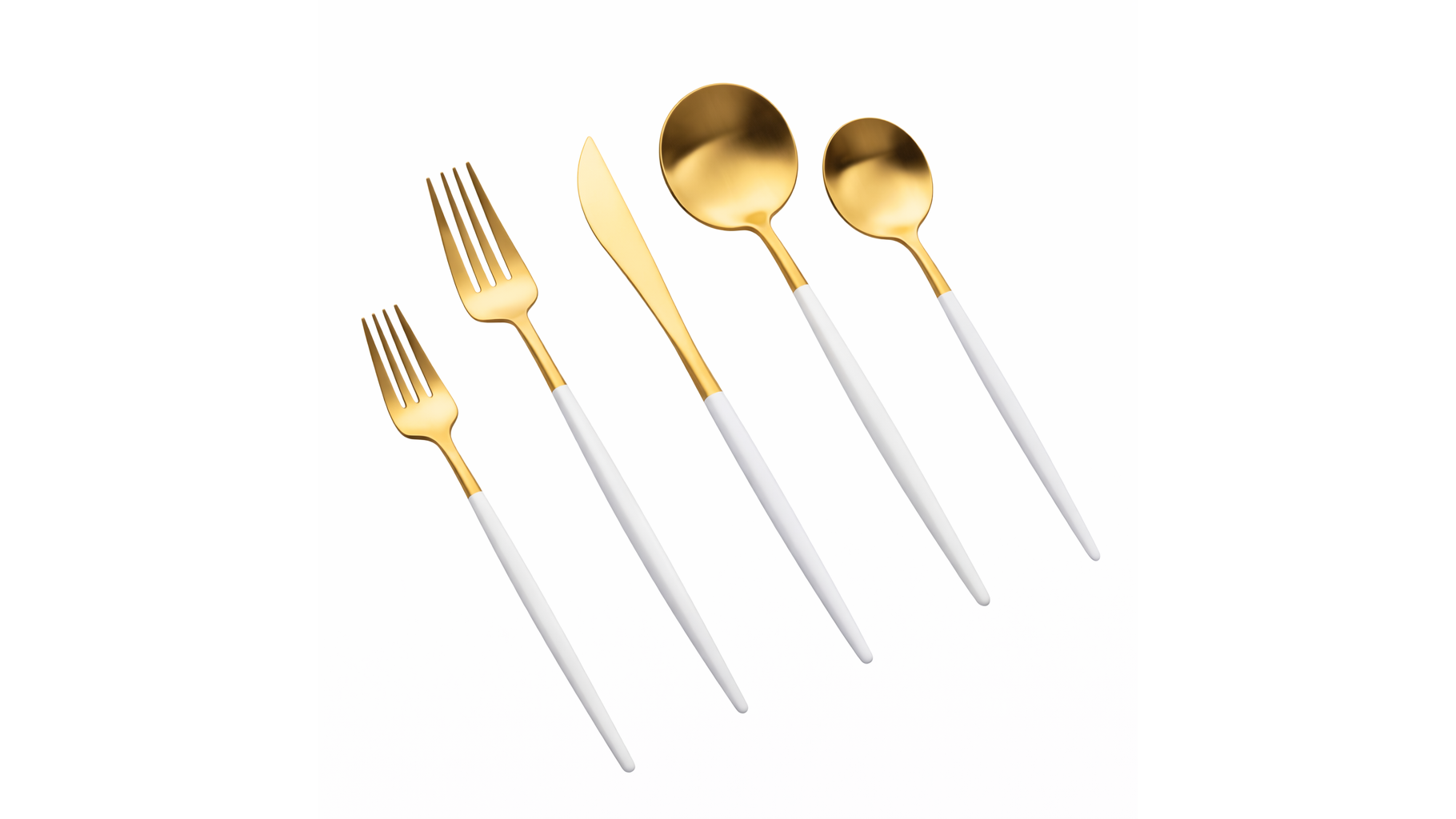 Vera GOLD White Handle Salad Fork (Pack of 10)