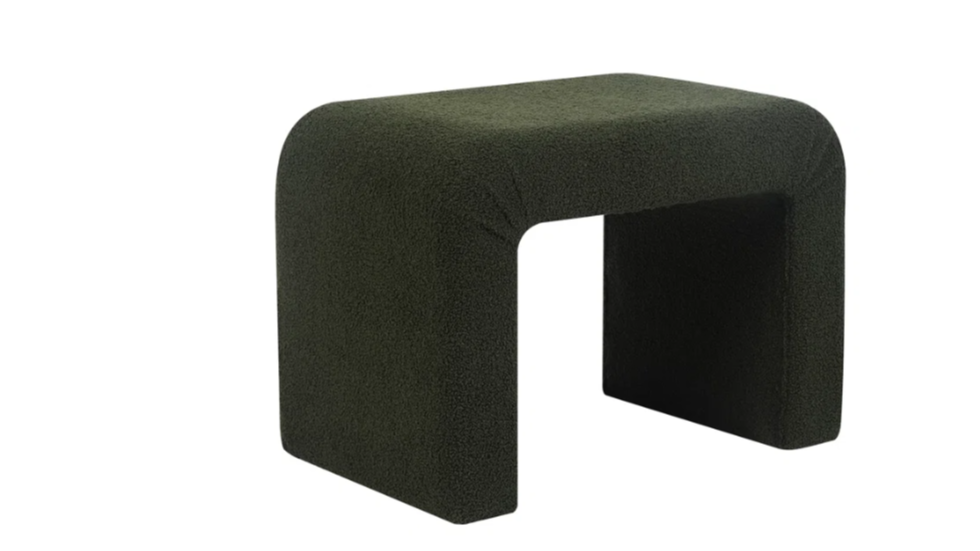 Green Faux Shearling Ottoman