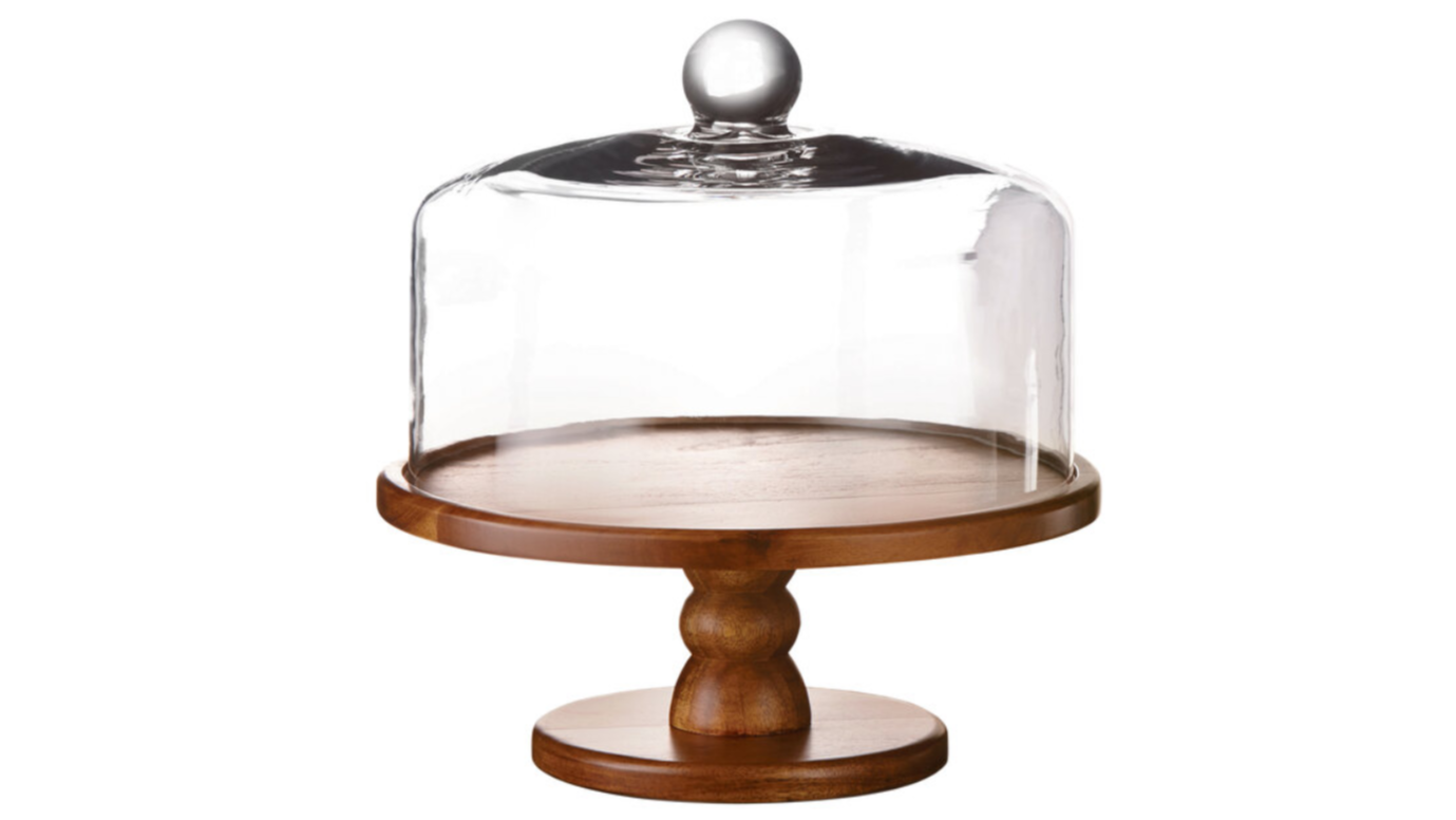 Wooden Cake Stand 9″ with Glass Cover