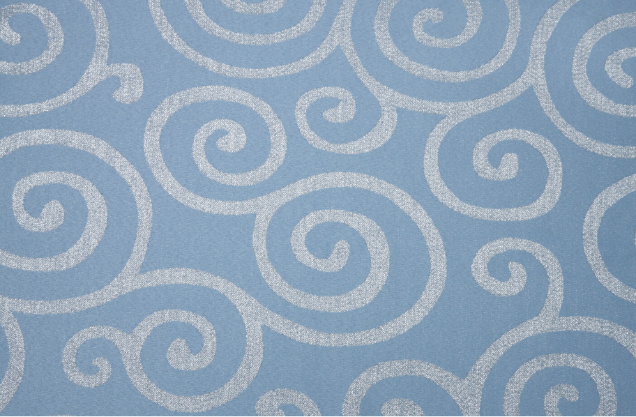 Blue Metallic Scroll 132″ Round