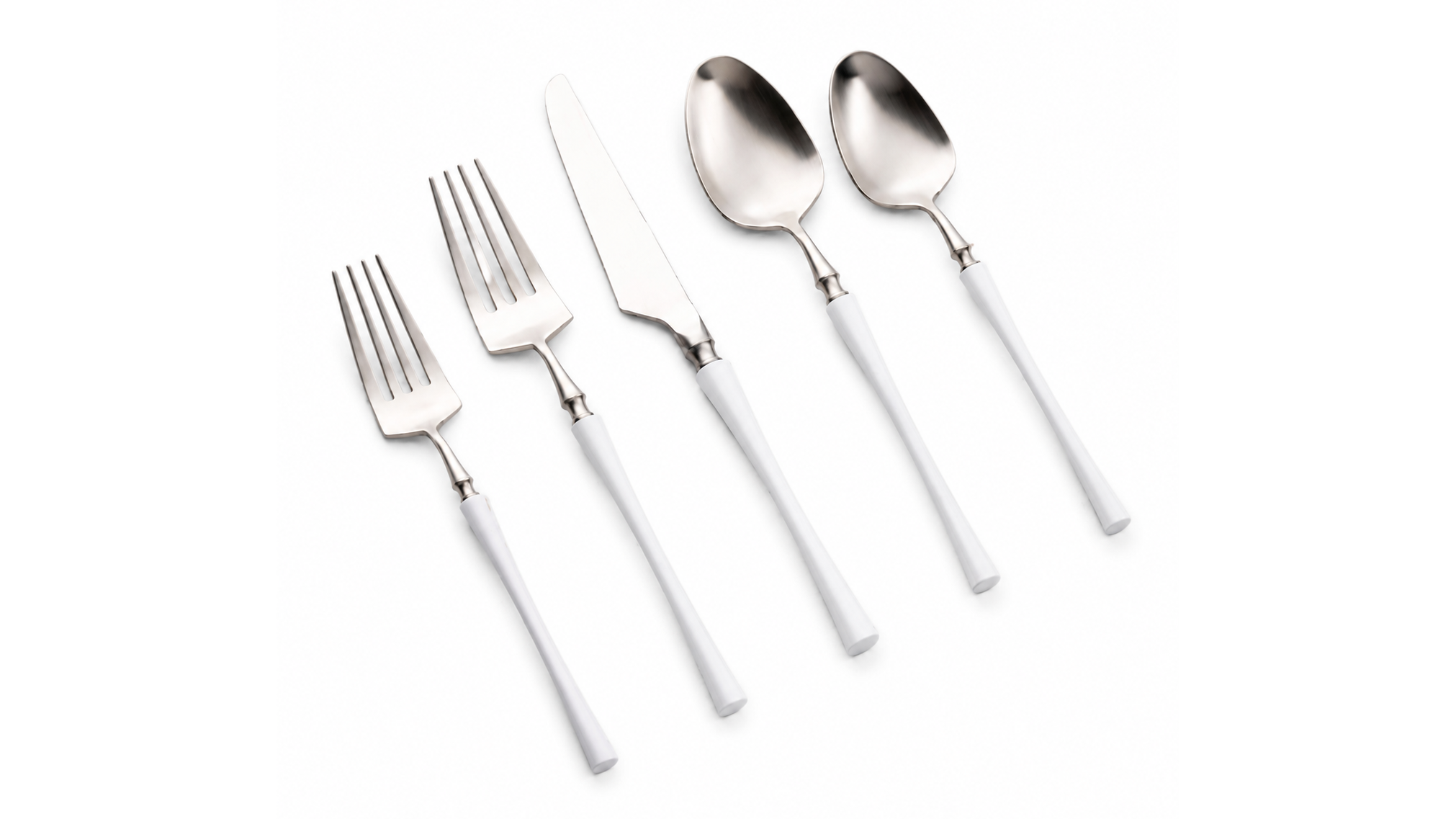 Irene SILVER With White Handle Dinner Knife18/10 (Pack of 10)