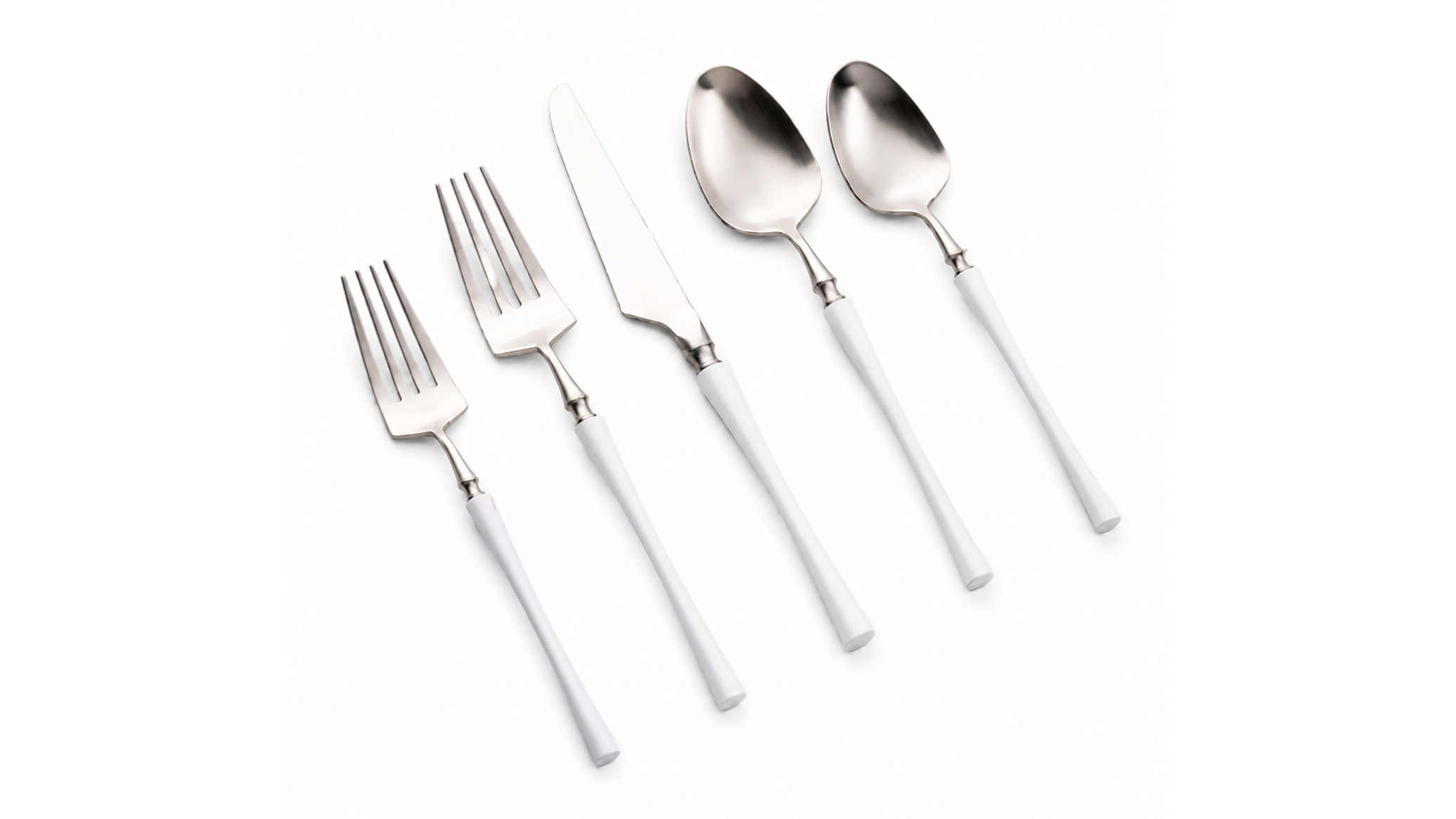 Irene SILVER With White Handle Teaspoon 18/10 (Pack of 10)