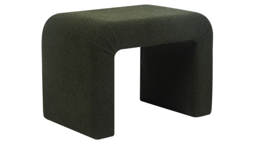 Green Faux Shearling Ottoman