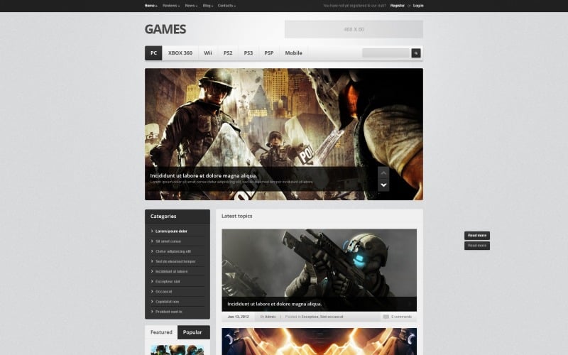 Game Portal Drupal Template