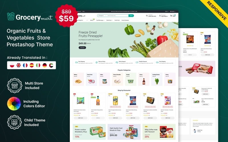 Grocery Mart ? Grocery Vegitables and Organic Responsive Prestashop Theme