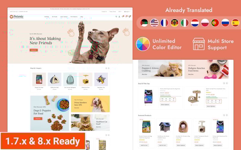 Petsnic - Pet Care, Pet Shop Prestashop Responsive Theme