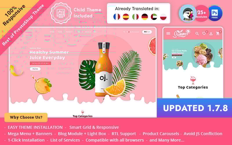 Summer Juices & Shakes - PrestaShop Responsive Theme