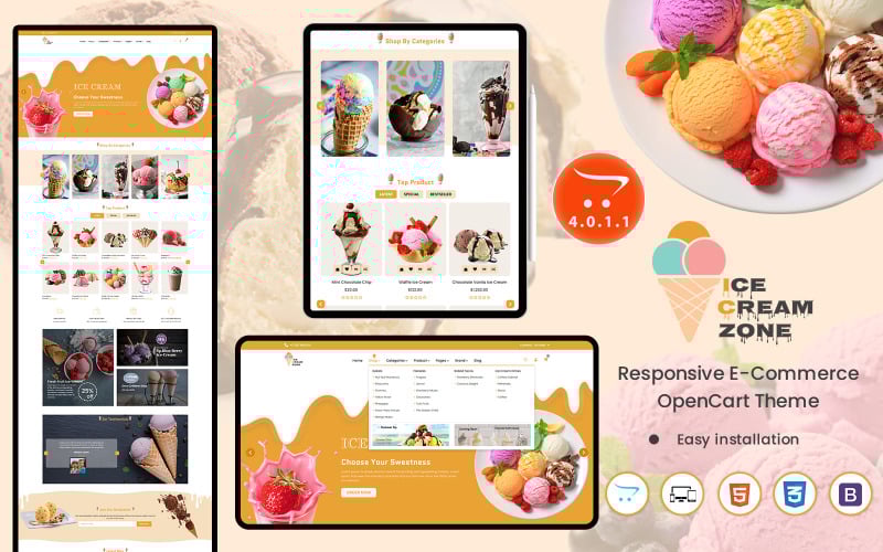 Ice Cream Zone - A Mouthwatering OpenCart Template for Frozen Desserts, Icecream and Candy Sellers