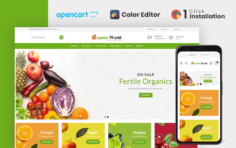 Organic World Grocery Store OpenCart Template