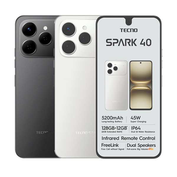 Tecno Spark 40 - 6.67" (128GB/4+4GB) 4G Dual SIM, 5200mAh