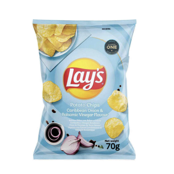 Lays Carribbran Onion & Balsimic Vinegar Potato Chips - 70g