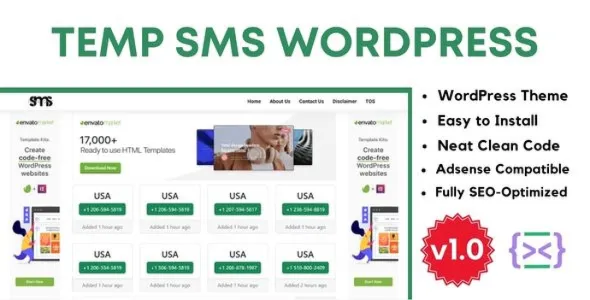 Temp SMS WordPress Theme | SMS Marketing WordPress Theme