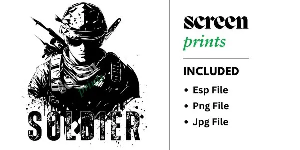 Soldier Graphic - Bold Military Digital Art for Custom Prints & Merch