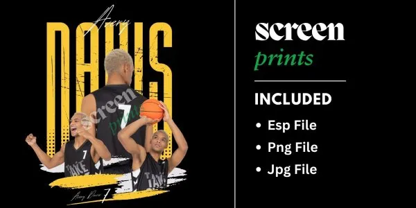 Black Yellow Bold Sporty Basketball Player