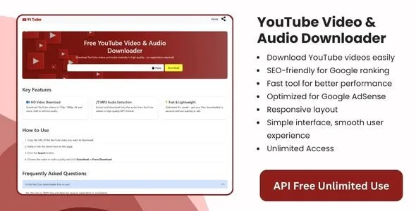YouTube Video & Audio Downloader PHP Script