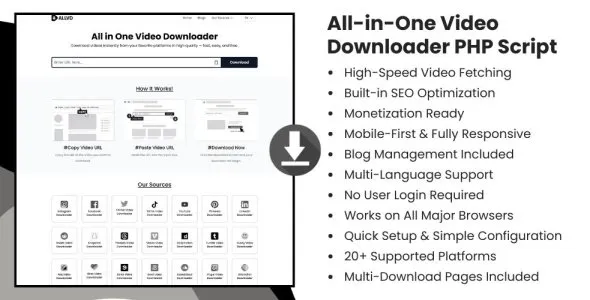 All-in-One Video Downloader PHP Script