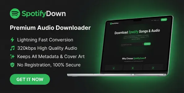 SpotifyDown - High-Speed Spotify to MP3 Audio Downloader PHP Script