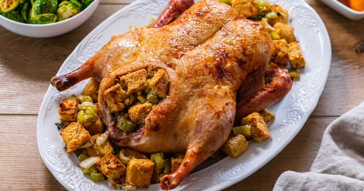 roasted duck with dressing