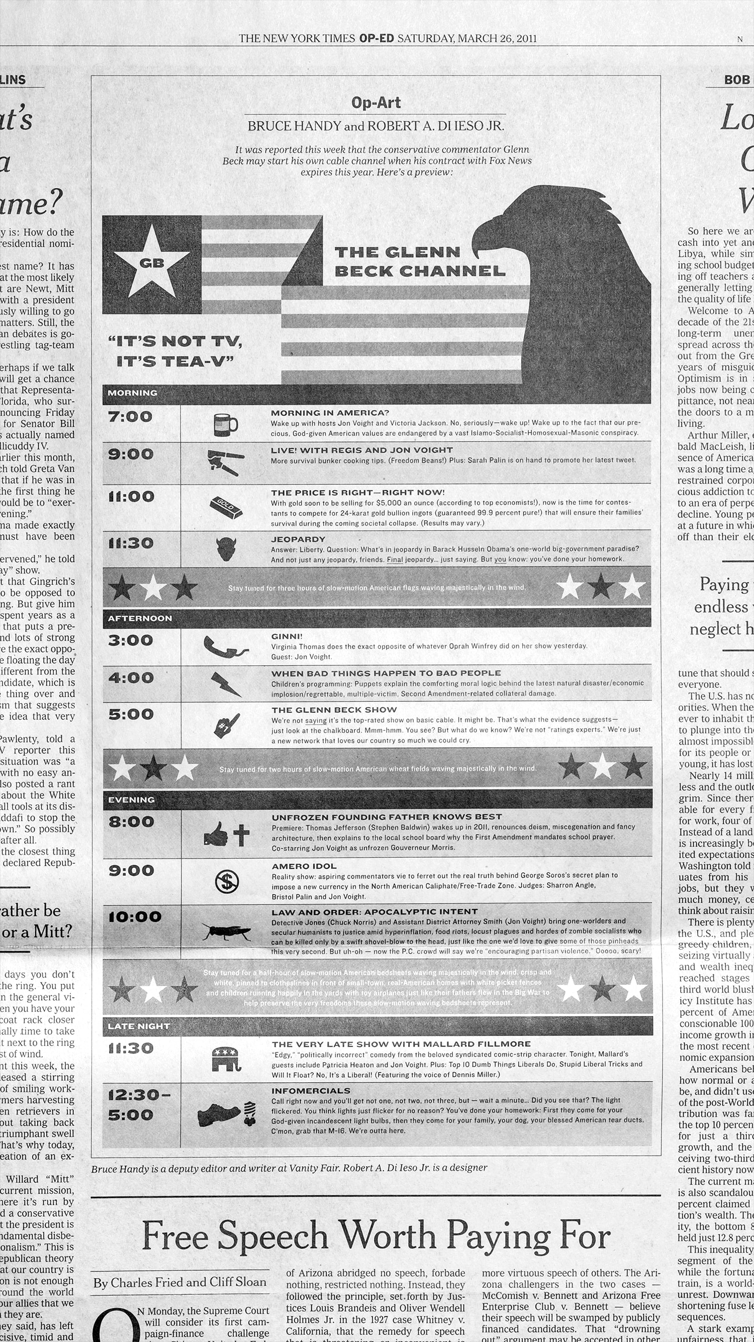 Informatin graphic parody of what programming would air on the Glenn Beck Channel