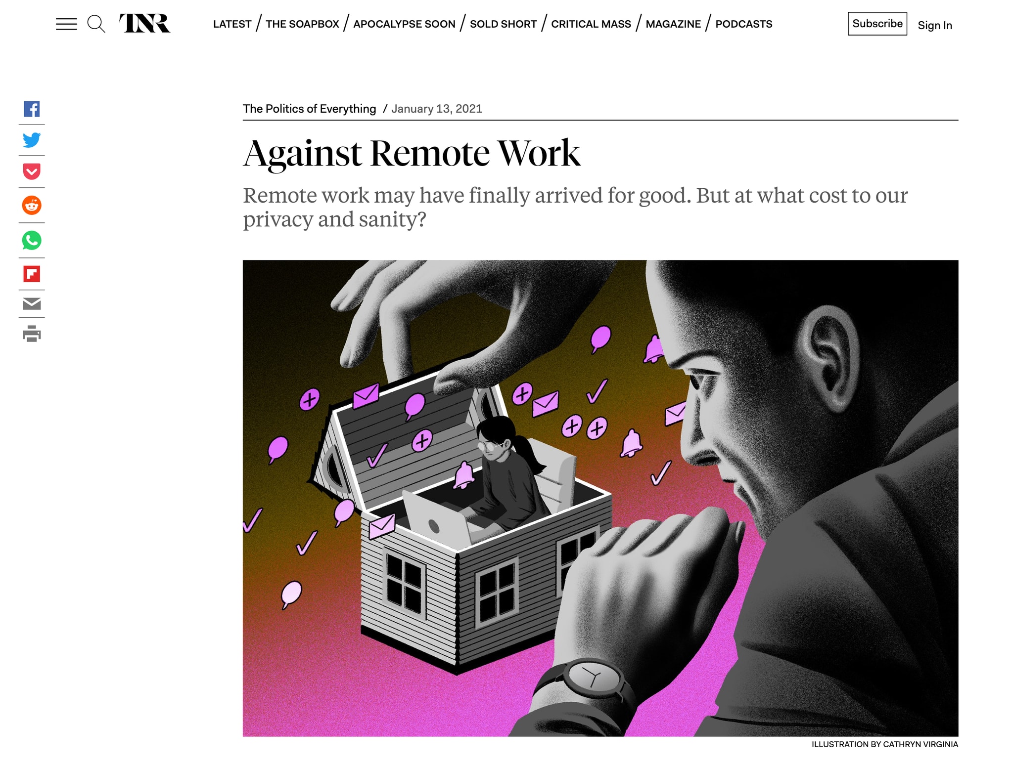 Illustration about how remote work is a bad thing
