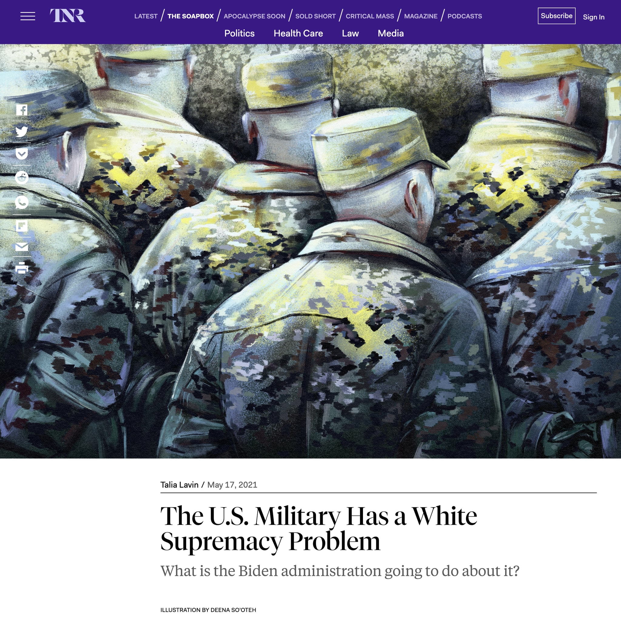 Illustration about the problem of white supremacy in the military