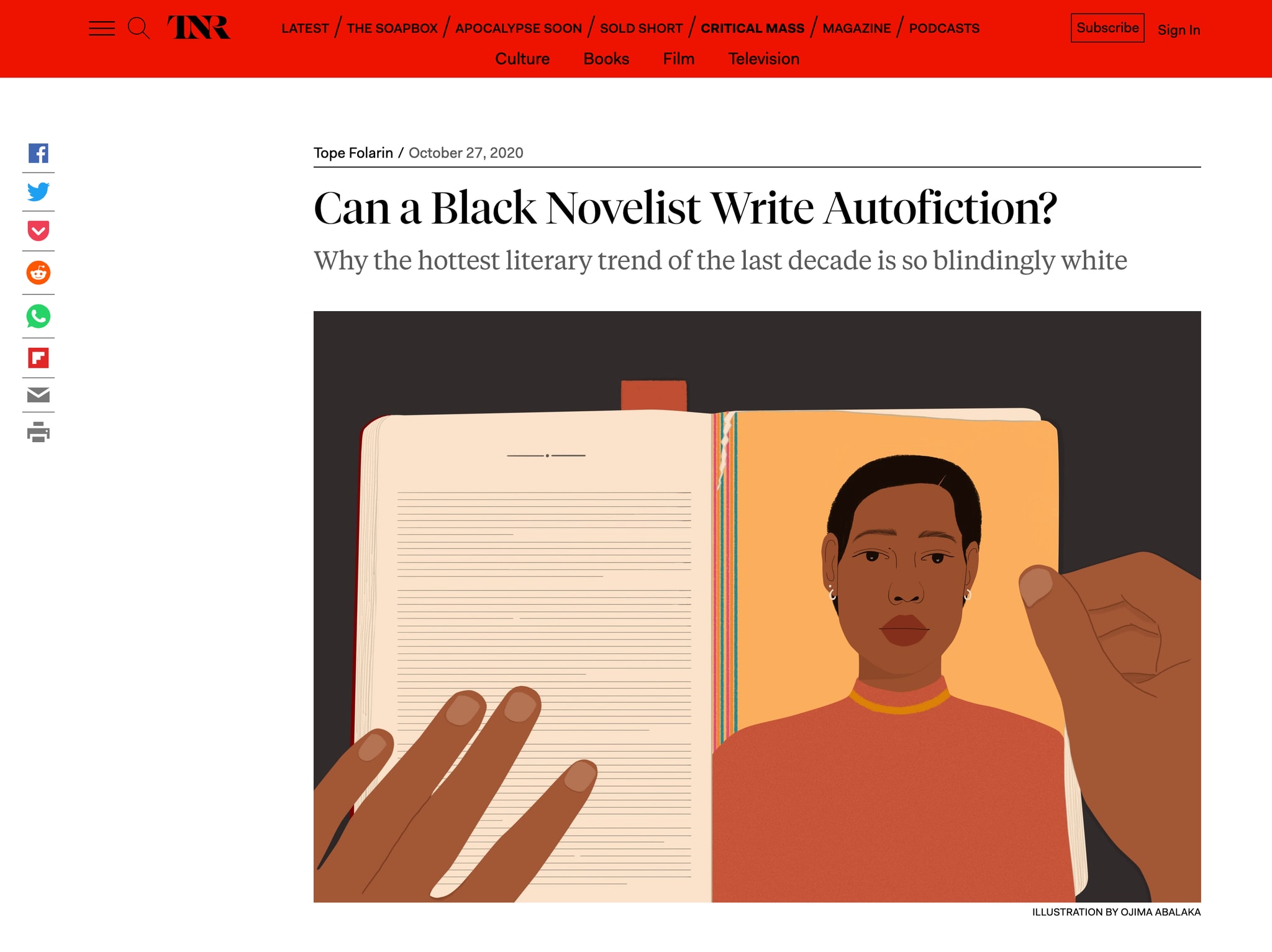 Illustration about a black novelist and autofiction
