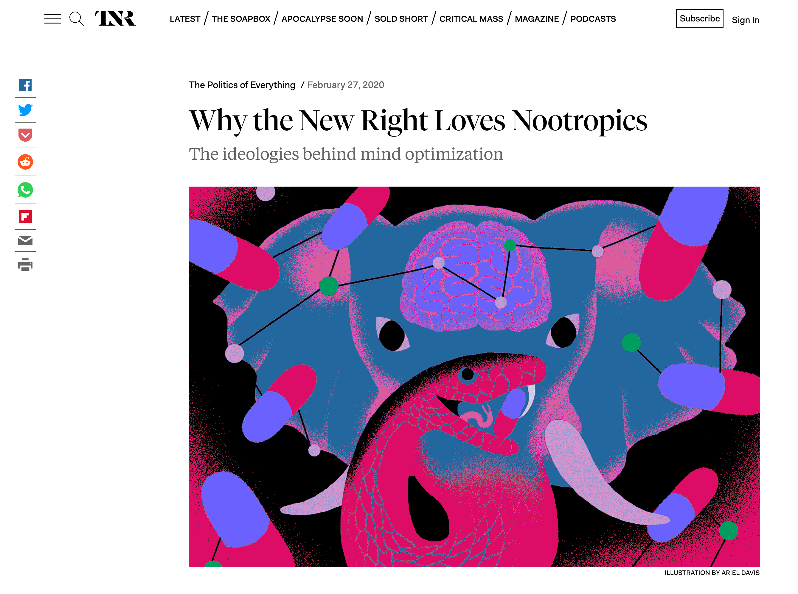 Illustration about the right's obsession with nootropics