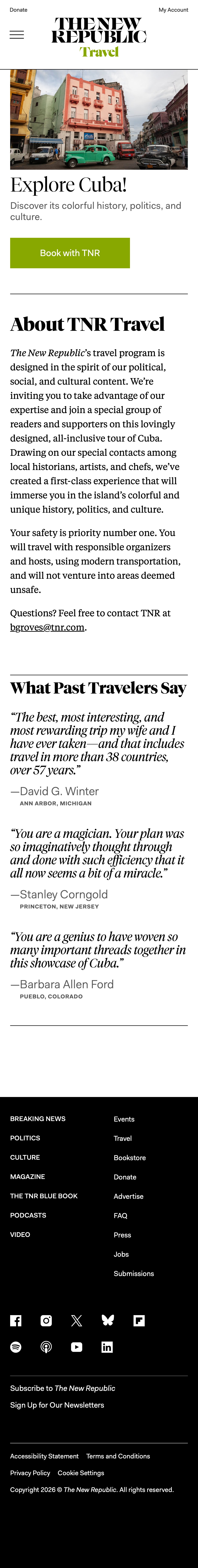 Travel page mobile