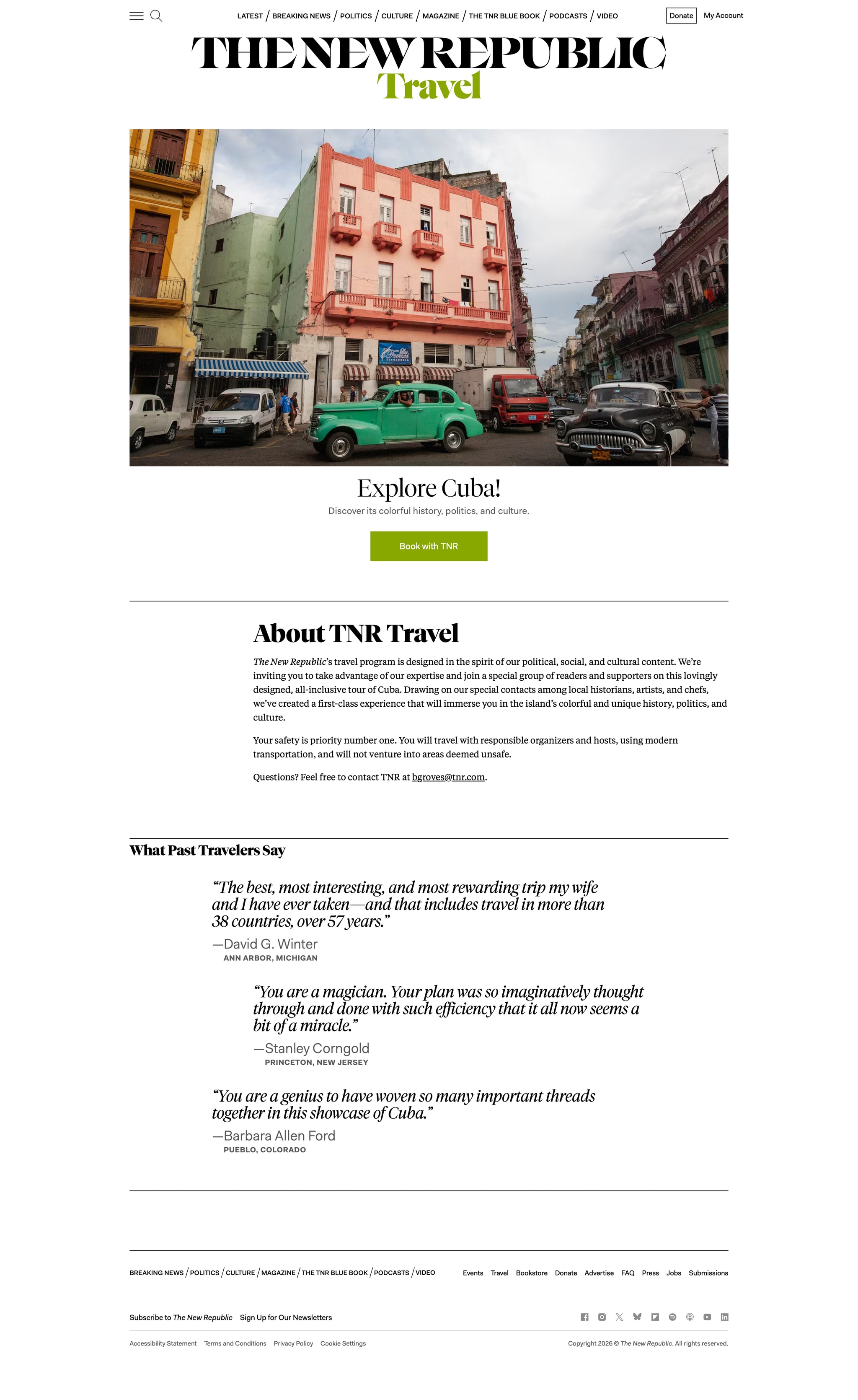 Travel page desktop