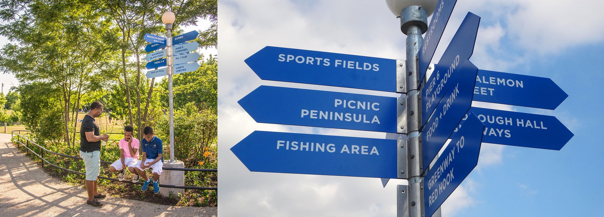 Brooklyn Bridge Park lighted directional signs