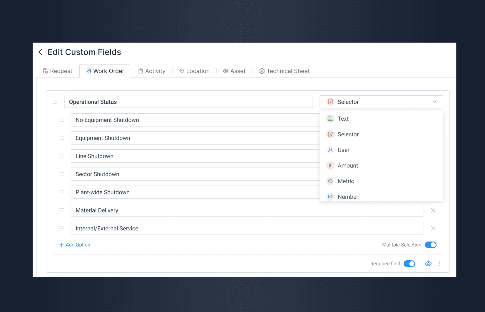 Campos Personalizados para Configurar seu CMMS