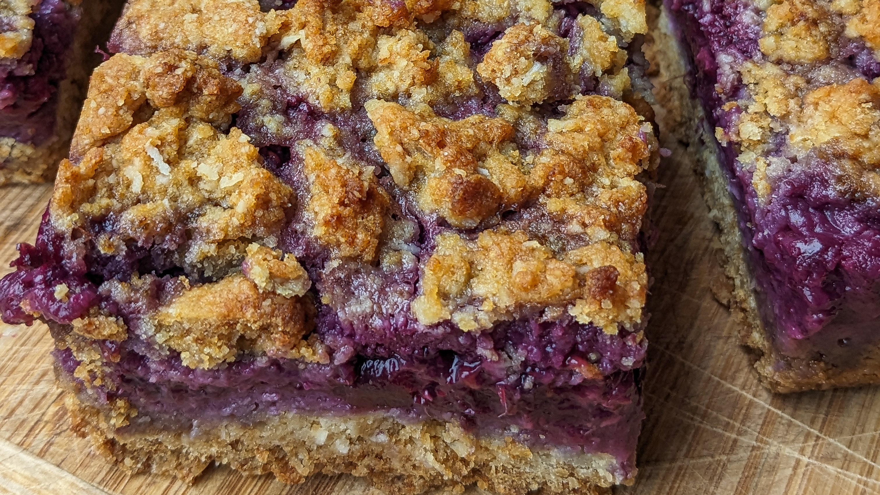 NEW | Berry & Rhubarb Crumble Slice