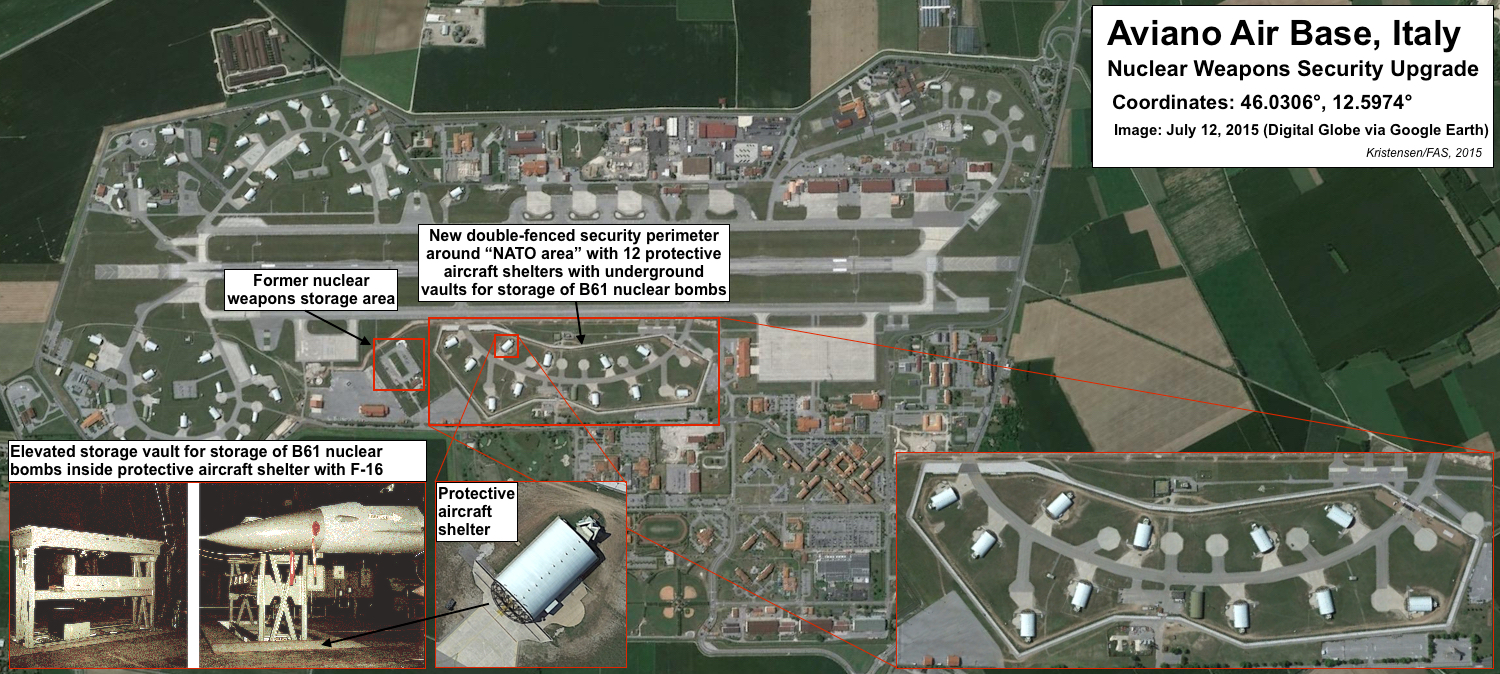 A nuclear security upgrade appears to be underway at the U.S. Air Base at Aviano in Italy. Click on image to view full size.