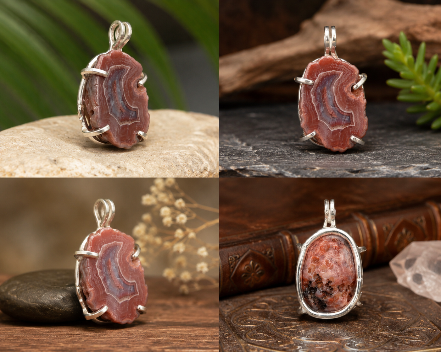 Rustic Rosy Malawi Agate Pendant