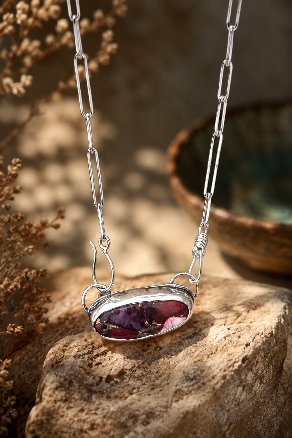 Crimson Mosaic Pendant necklace 