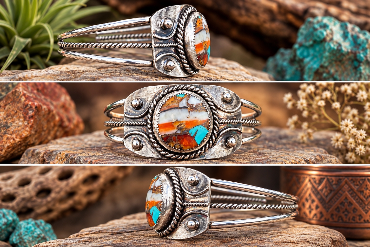 Vibrant Spiny Oyster Mosaic Bracelet