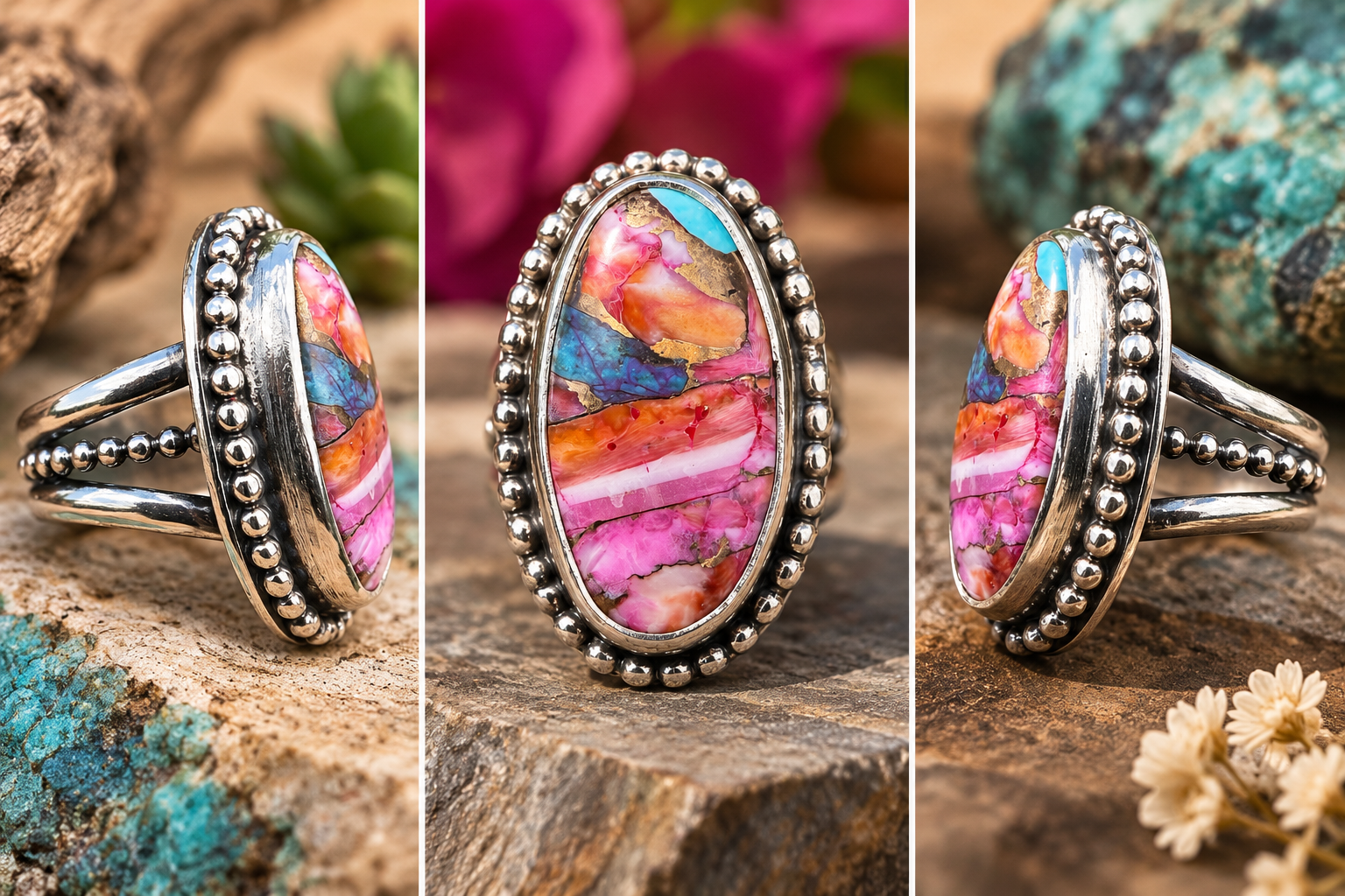 Vibrant Dahlia Cabochon Ring