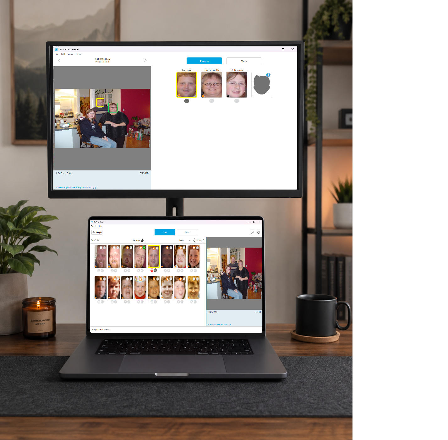 Dual-monitor setup with Photo Viewer opened on the secondary display