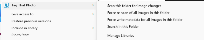 Windows Explorer TTP menu on folder showing all options