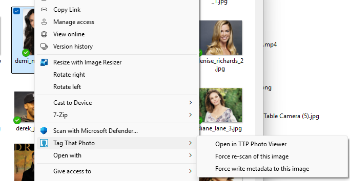 Windows Explorer showing TTP context menu on folder