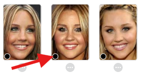 Close-up of face thumbnails showing different colored dots with legend