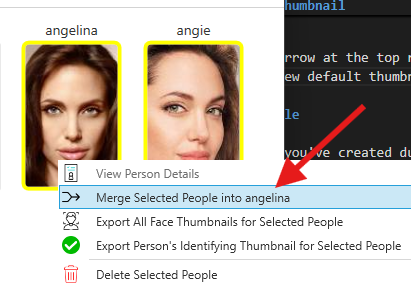 Right-click menu showing merge option