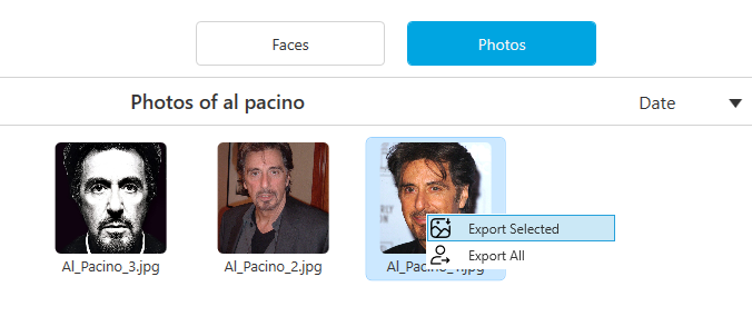 Person photo export on Photos tab