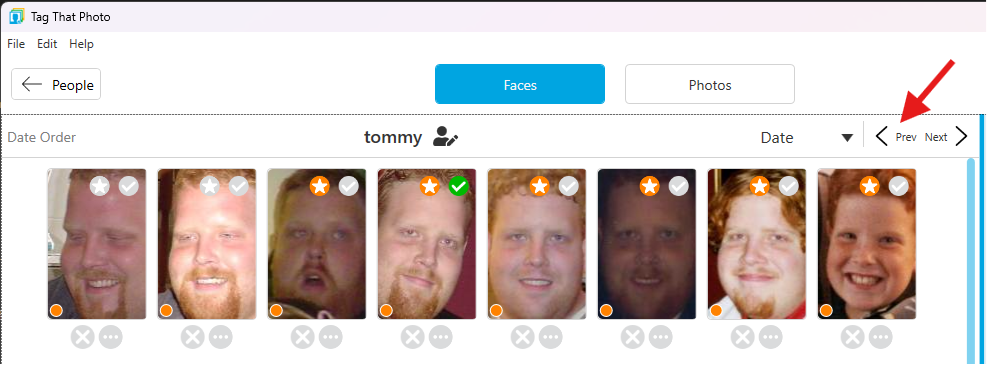 Person detail page showing paging controls and Search/Settings
